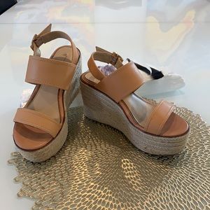 Aldo leather and Jute Wedge Sandals